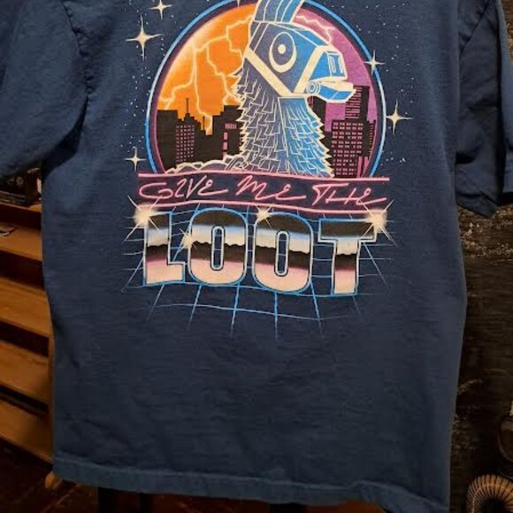 Men’s Medium Fortnite "Give Me the Loot" Llama Tee 100% Cotton Mad Engine - Picture 6 of 6